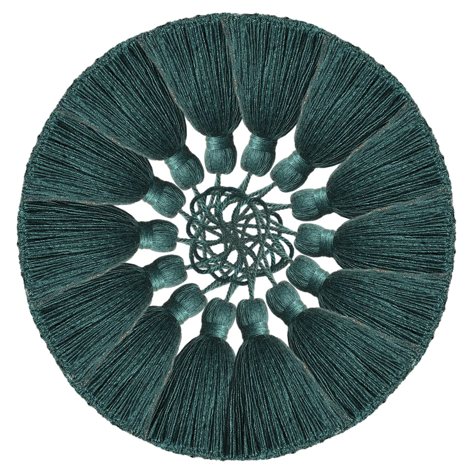Borlas para manualidades amokk color verde oscuro de hilo grueso para decoración, 14 piezas