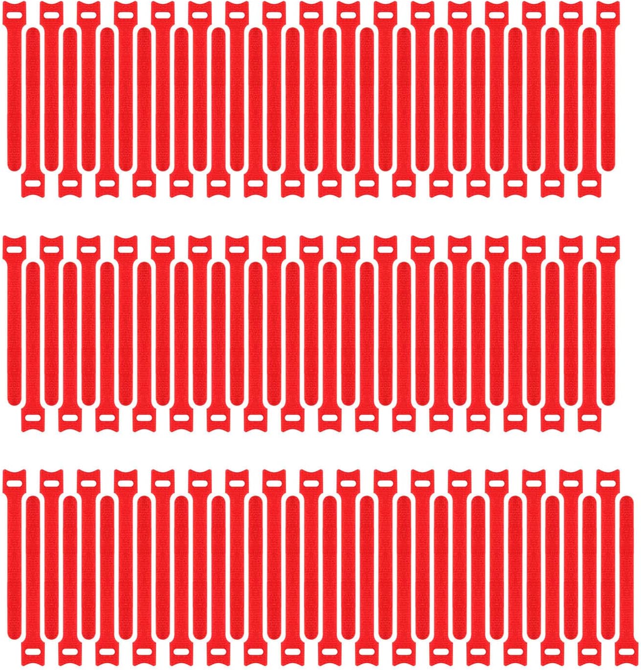 Pasow 100pcs Reusable Fastening Cable Ties Adjustable Wire Management 7 Inch (Red)