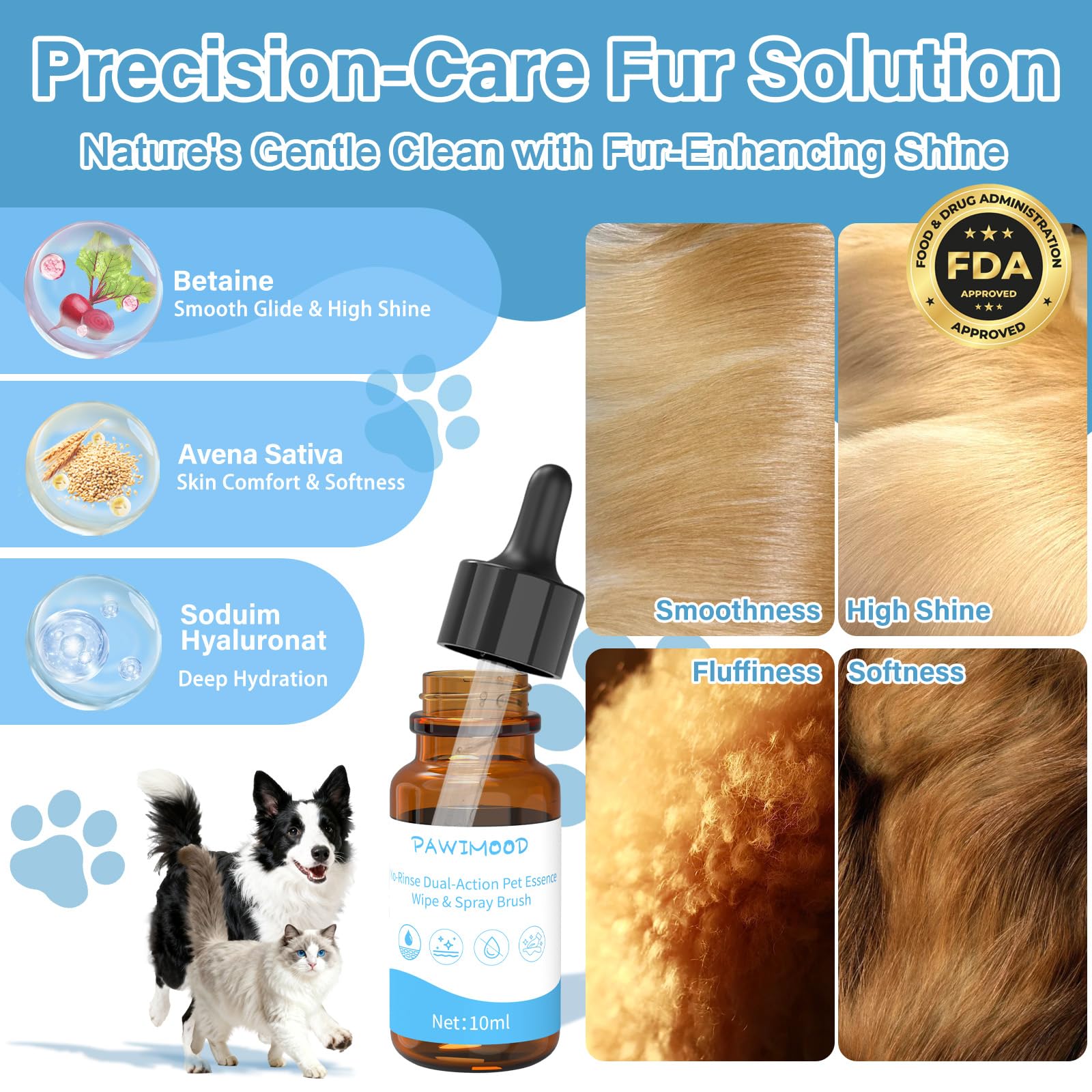 Spazzola a vapore 5 in 1 per cani e gatti, autopulente, 3 spazzole per animali domestici, per levigare, sfoltire, spargere, toelettatura e depilazione, include shampoo e custodia (18,5 cm)