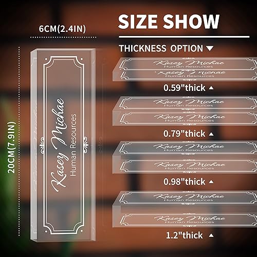 Miniatura 7 de Gowelly Placa de identificación acrílica grabada para escritorio  Placa de nombre de escritorio personalizada  Regalos personalizados de