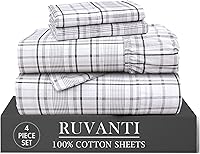 Vista 33 de RUVANTI 4 piezas de sábanas de algodón - 100% algodón natural suave, ligero y transpirable, sábanas de percal crujiente, juego de sábanas Botanica