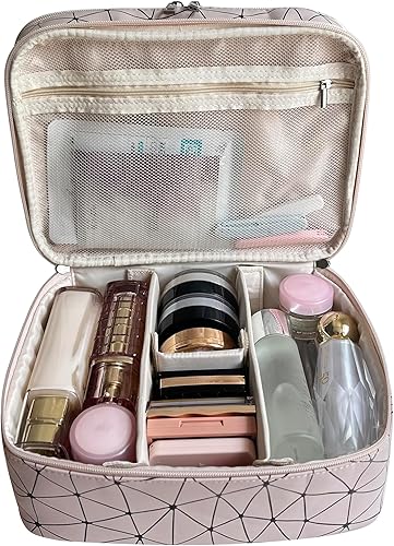Miniatura 5 de MKPCW bolsa de maquillaje Bolsa de cosméticos de doble capa con bolsa de cepillo y divisor