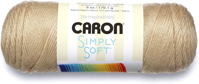 Caron Simply Soft Yarn - 6 Pack with Needle Gauge (Bone)
