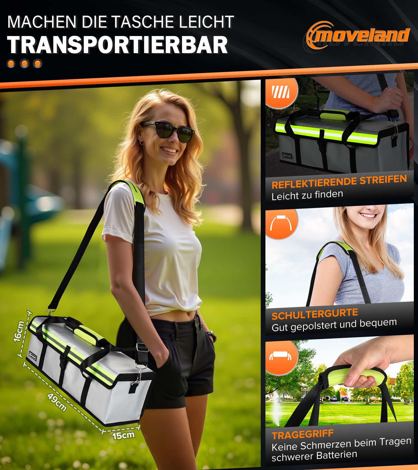 moveland 2 stuks e-bike accutas, vuurvast, tot 1400 graden Celsius