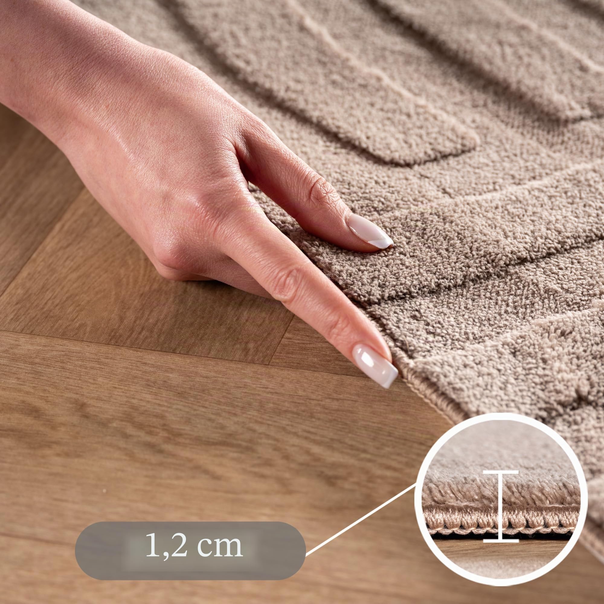 Carpetsale24 Boho Teppich 200 x 290 cm Beige, Weicher Skandinavischer Kurzflor mit 3D-Effekt, Waschbar & Pflegeleicht, Großer Teppich für Wohnzimmer, Esszimmer oder offene Räume