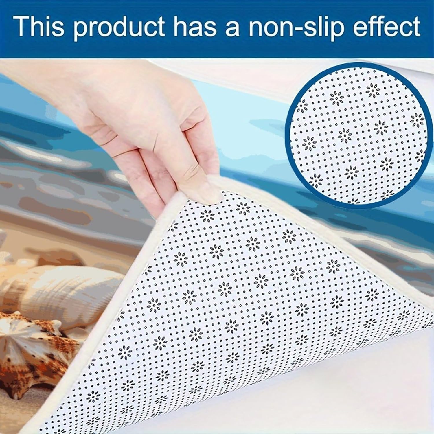 Seashells on The Sandy Beach Kitchen Mats for Floor 2PCS Waterproof Non-Slip Kitchen Rugs Cushioned Anti-Fatigue Mat Heavy Duty Floor Mats Comfort Standing Mat for Kitchen Home Office Laundry