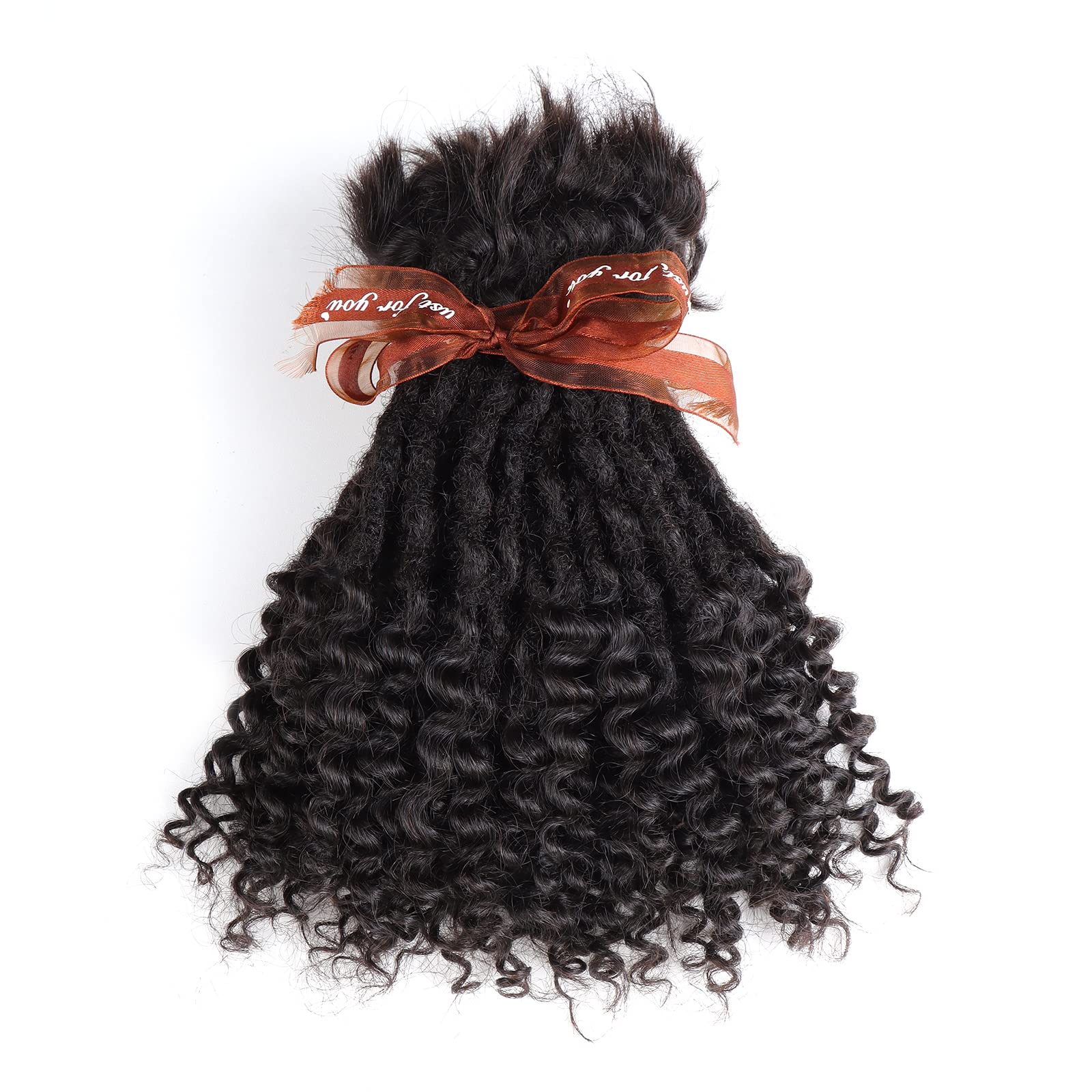 Human Hair Dreadlocks Extensions Freego Curly In the End 0.6cm Thickness Goddess Dreadlocks(14Inch 0.6cm 20Strands, Nstural black)