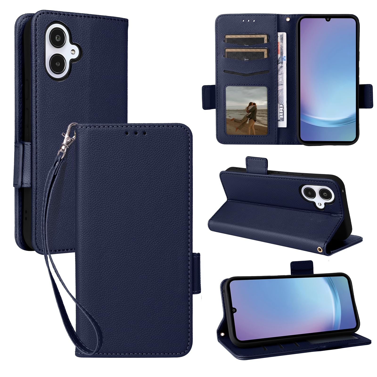 Samsung Galaxy A25 5G ブルー 手帳型ケース 付き　ブラウン SAMSUNG Galaxy A25 5G ケース 耐衝撃 SC-53F/SCG33 カバー 手帳