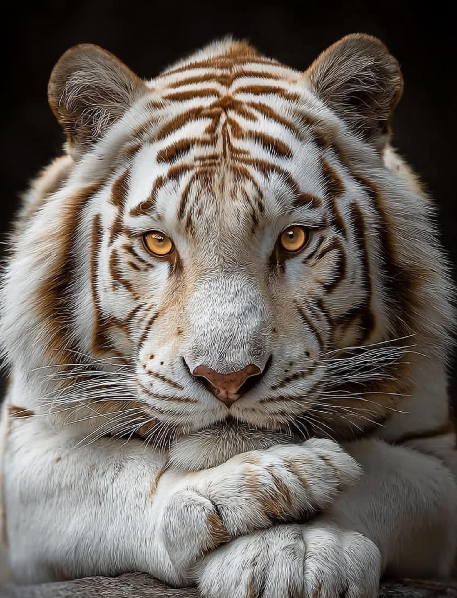 WANGWANGMIAO Paint by Numbers-White Tiger DIY Canvas Oil Painting Kit for Adults Beginner with Paint Brushes and Acrylic Pigment,16X20 Inch，with Frame