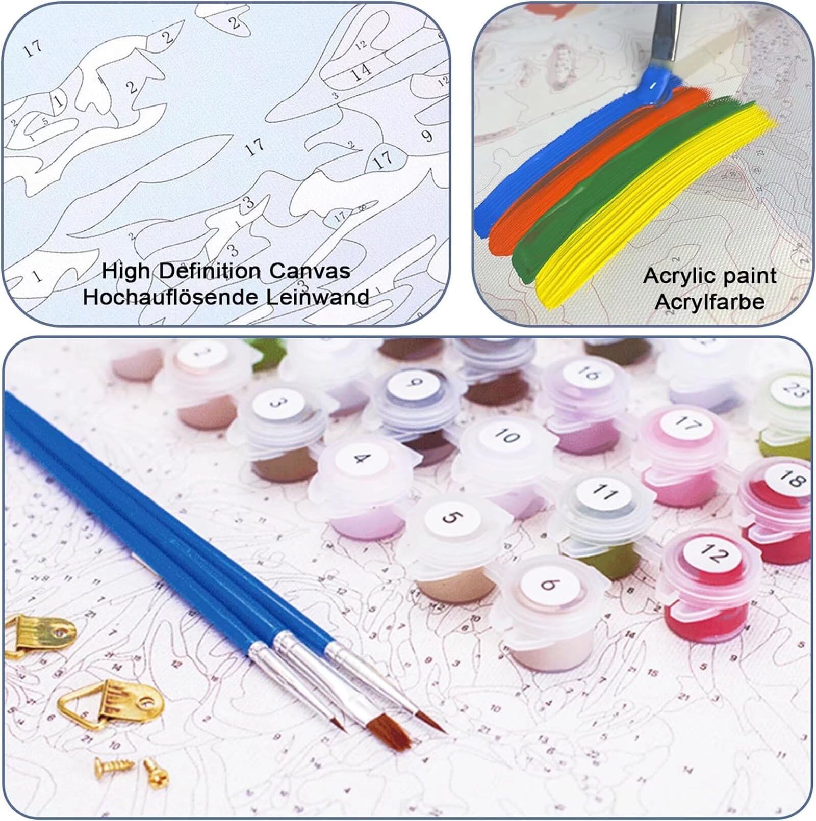 Pintura Por Números Para Adultos Y Niños – Lienzo 40x50cm Con Pigmentos Acrílicos, 3 Pinceles Y Accesorios – Diseño Cebra (M-89) – Ideal Para Decoración Y Regalo