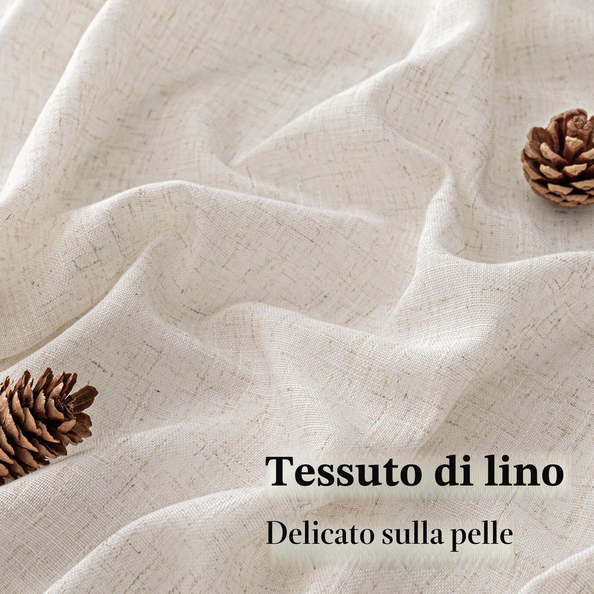 Tende Gardine in lino extra larghe, beige con occhielli, altezza 280 x larghezza 300, 1 pezzo, per soggiorno, moderne, camera da letto, pannelli per tende, semitrasparenti, permeabili alla luce