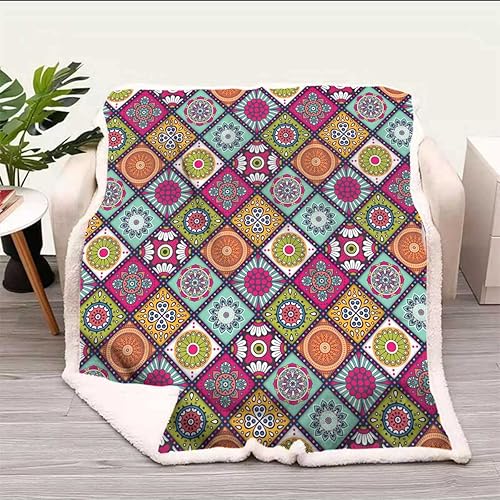 Miniatura 2 de Cobijas Calientes para Invierno con textura de mandala, estilo europeo retro, manta decorativa para sofá, dormitorio, tamaño pequeño, 31.5 x 47