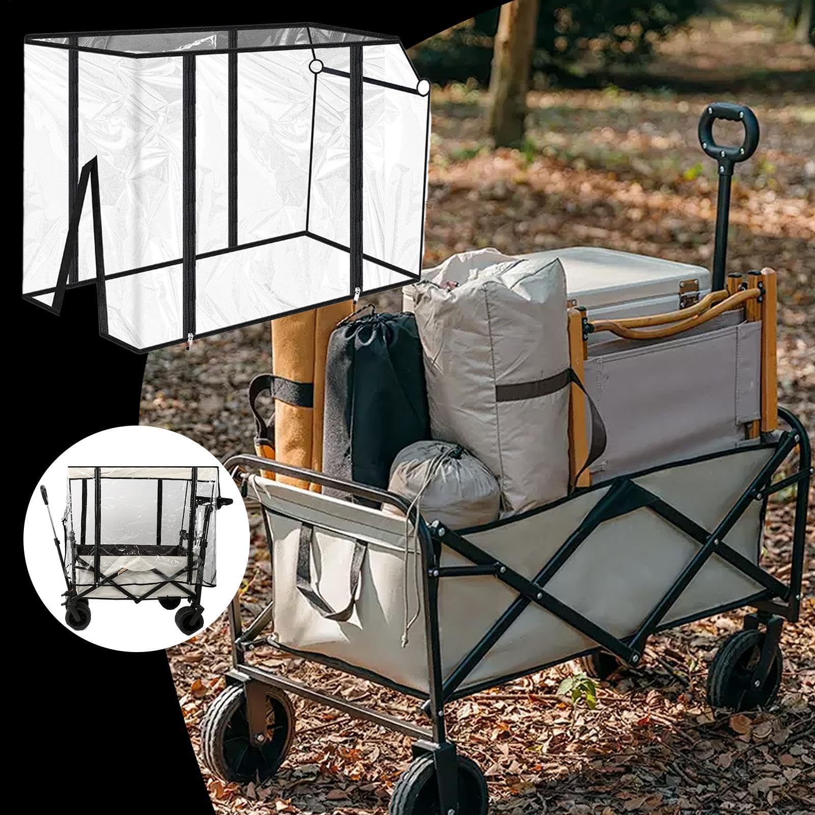 Caja de carrito – Cubierta impermeable para carrito transparente, protector de viento para carrito | Hoja de protección contra el viento con diseño de doble cremallera, hoja de bloqueador de viento