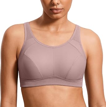 SYROKAN Unlined Plus Size Sports Bras for Women High Neck | Middle Support, Wireless, Full Coverage, Large Bust