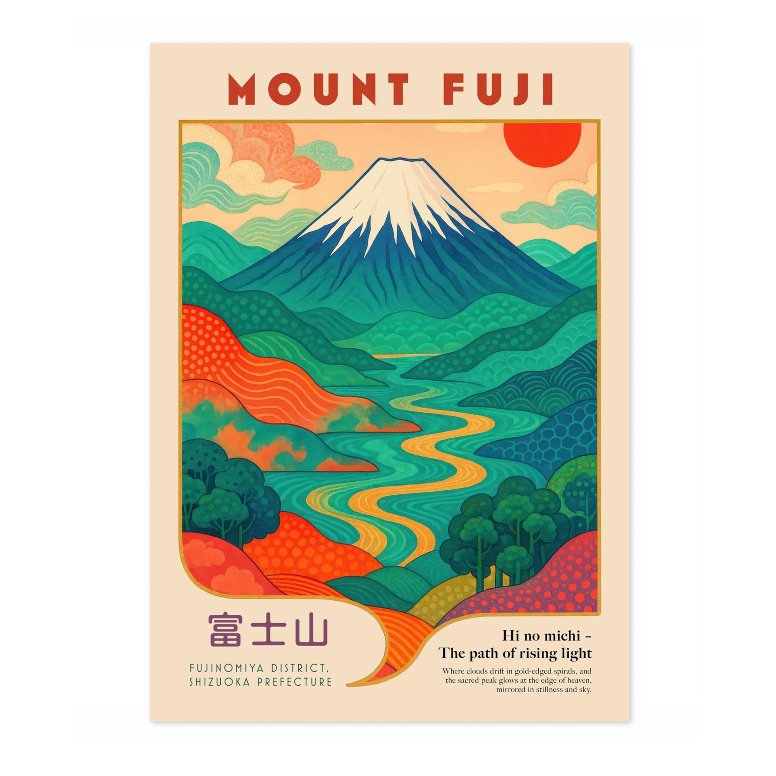 Animato Mount Fuji Poster, Vintage Japanese Travel Print, Retro Wall Art Décor, A3 (Print Only) - 42x29.7cm — image 1