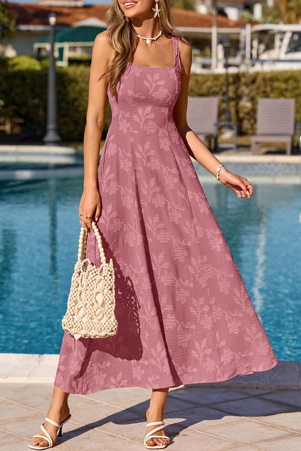 PRETTYGARDEN Womens Summer Dresses 2026 Casual Sleeveless Square Neck Formal Wedding Guest Beach Vacation Boho Maxi Dress