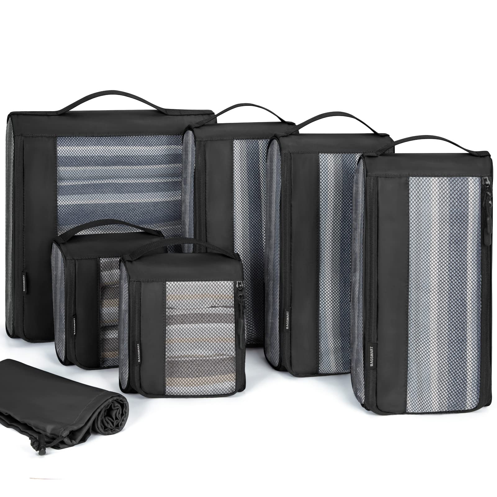 BAGSMART Keep Shape Packing Cubes, 7 Set Packing Cubes for Travel, Lightweight Travel Cubes for Packing, Suitcase Organizer Bags Set for Travel Essentials