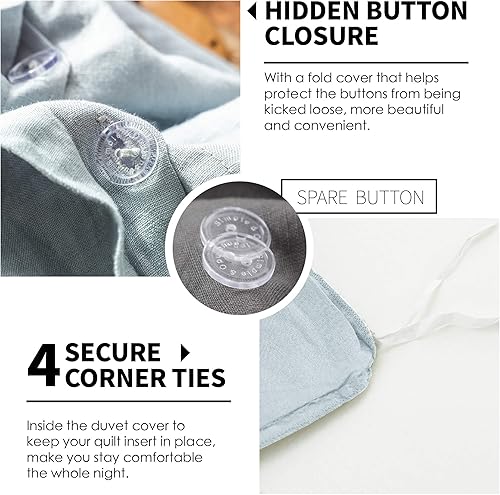 Miniatura 3 de Simple&Opulence Juego de funda nórdica 100% lino 3 unidades estilo básico natural francés lavado lino color sólido suave transpirable granja ropa de