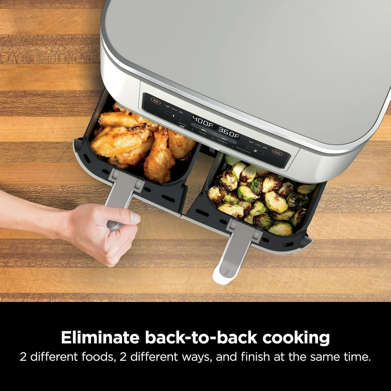 Foodi Dual Basket Air Fryer 8-Quart – Cook Two Foods at Once with DualZone Technology, 4-in-1 Versatility for Family Meals Bone