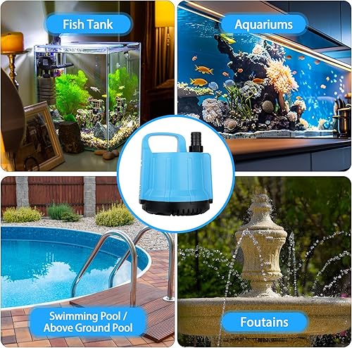Miniatura 7 de Bomba de agua sumergible de 1200 GPH de 115 W para tanque de peces grande de 140-300 galones, estanque, acuario, fuente, drenaje de piscina, sistema