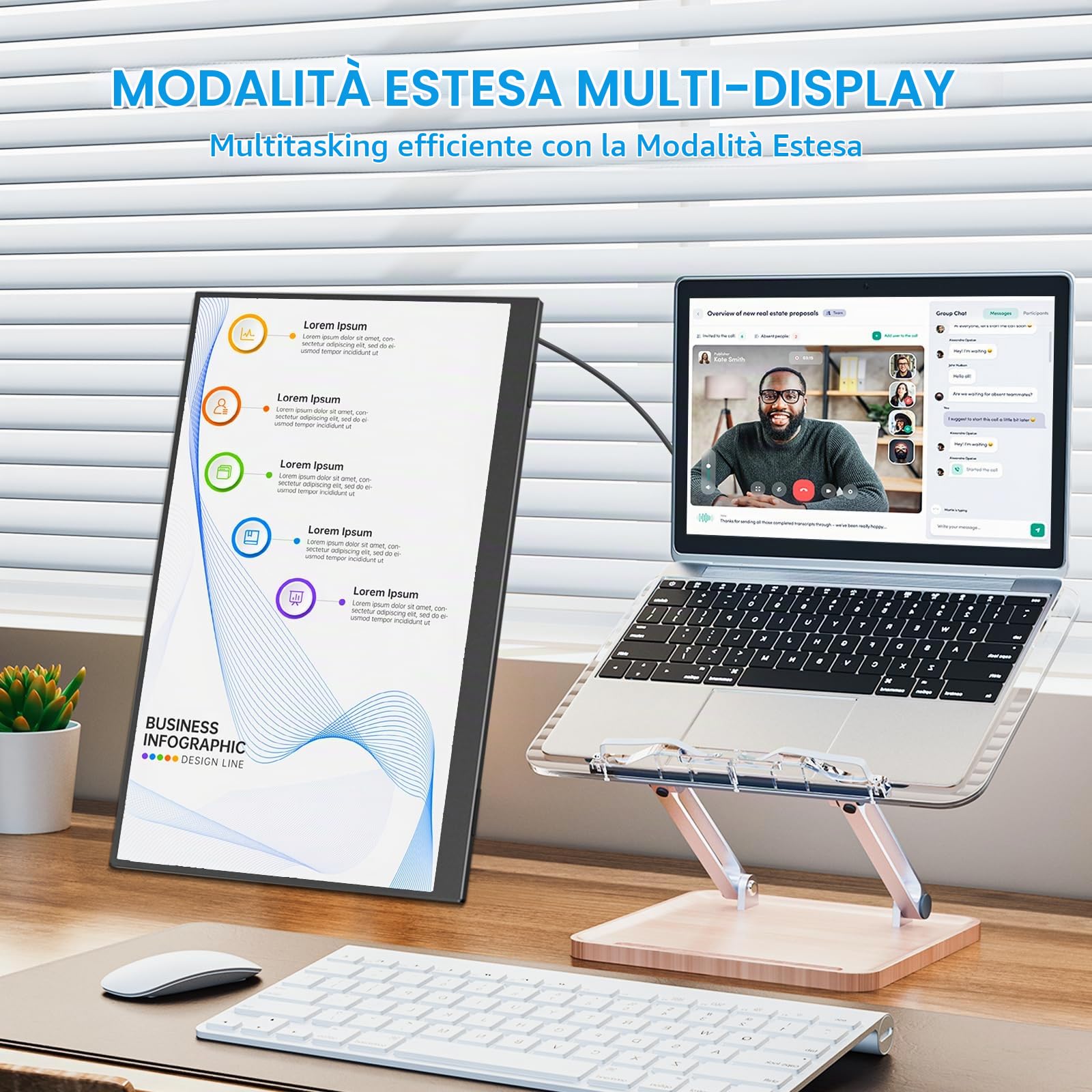 Veout Monitor portatile da 14" ultracompatto IPS Full HD (1920 x 1080) - Display USB-C/HDMI pronto da viaggio con supporto regolabile e altoparlanti integrati per laptop/PC/mobile/Mac