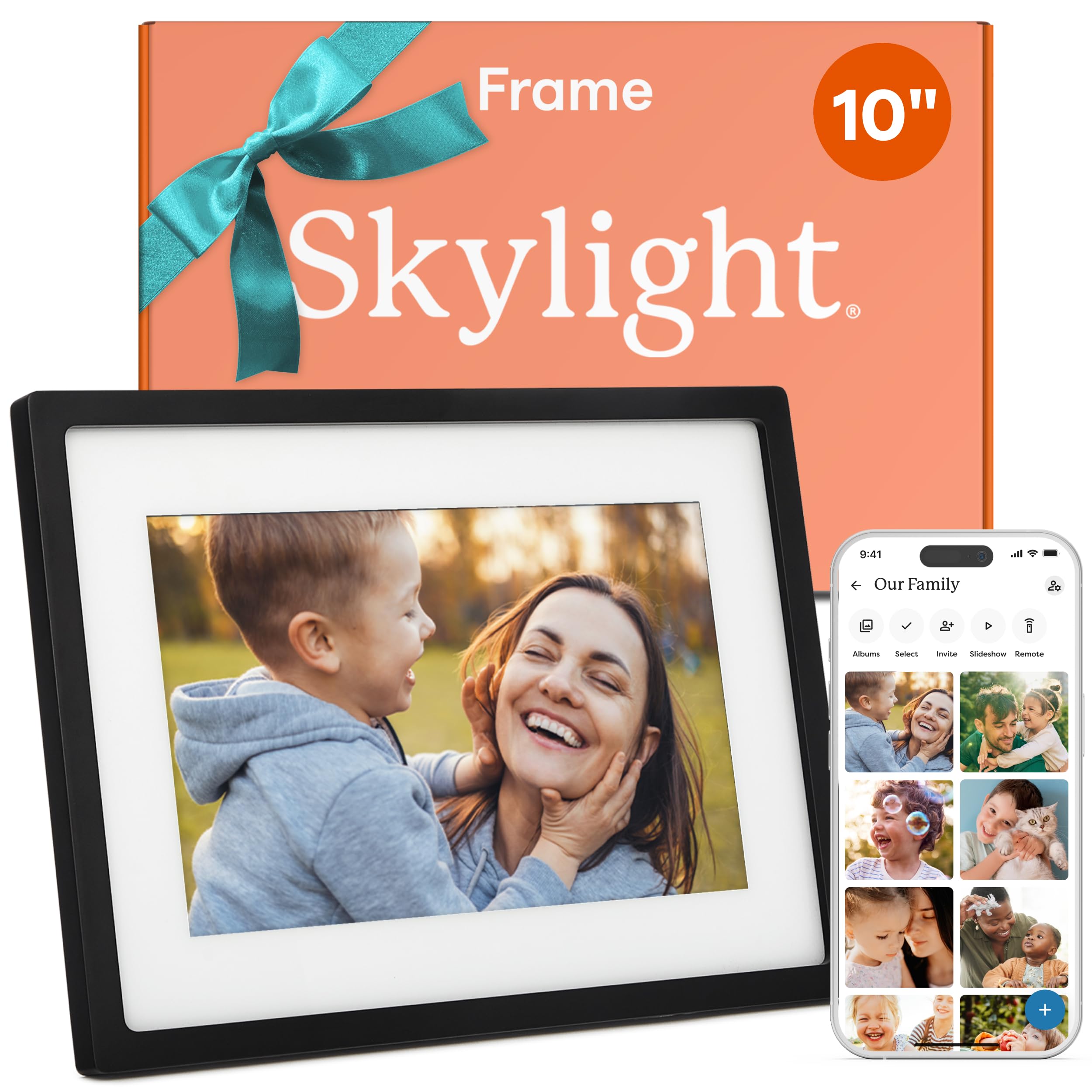 Skylight Frame – WiFi Digital Picture Frame Customer Support, Touch Screen Digital Photo Frame with Easy Setup, Photo Gifts for Parents and Grandparents - 10 Inch Black