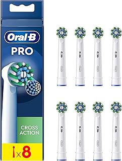Oral-B Pro Cross Action Electric Toothbrush Head, X-Shape And Angled Bristles for Deeper Plaque Removal, Pack of 8 Toothbr...
