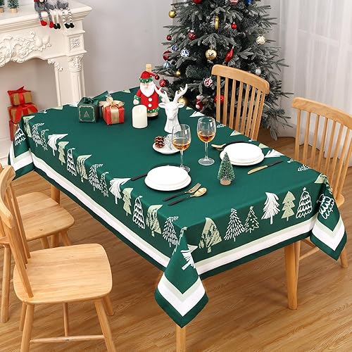 Miniatura 9 de ROYGROW Mantel redondo para árbol de Navidad de 60 pulgadas, color verde, lavable, para decoración de fiestas, pícnic, cenas