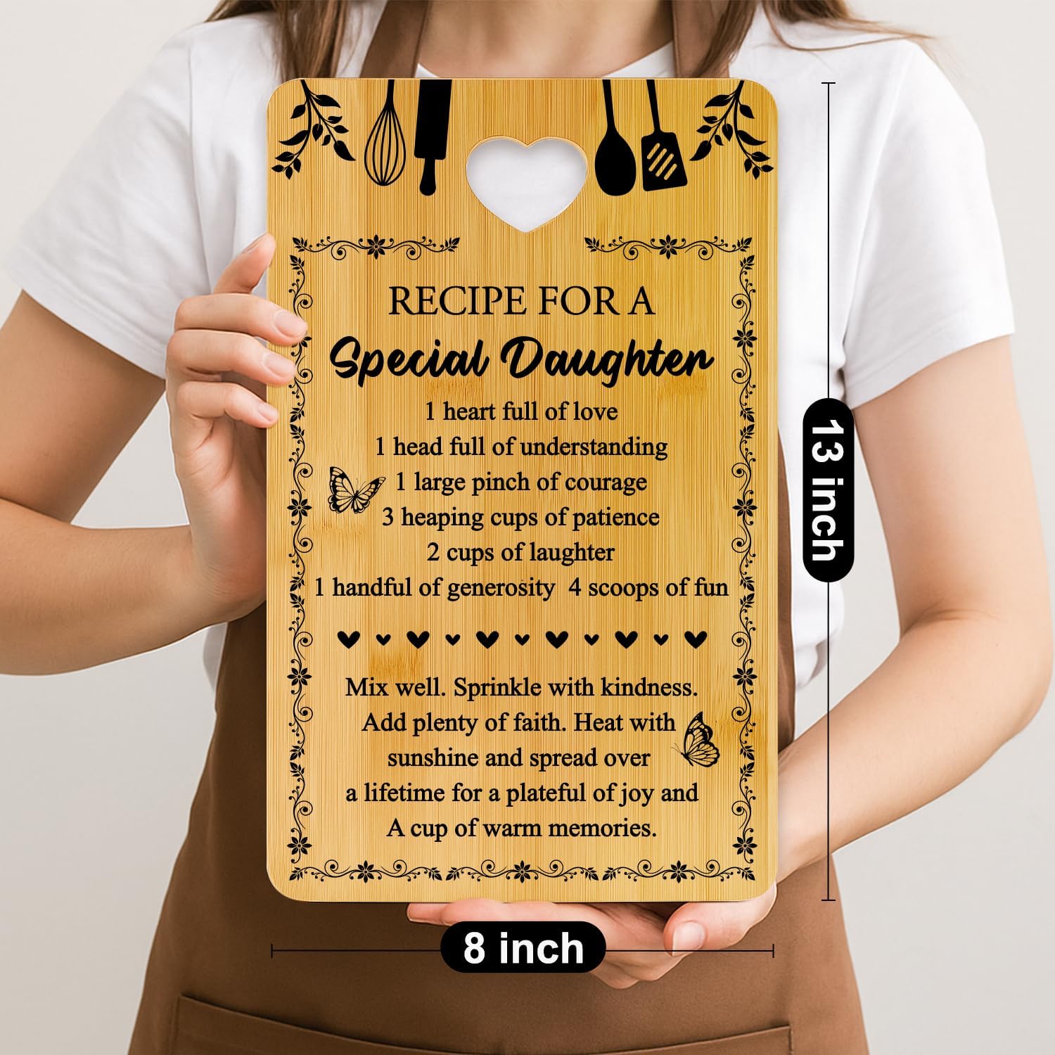 Daughter Gifts from Mom Dad Parents Unique Gift for Daughters Christmas Gift for Adult Daughter Birthday Gifts Mother to Daughters Bamboo-Made Engraved Recipe Cutting Board Present - Image 8