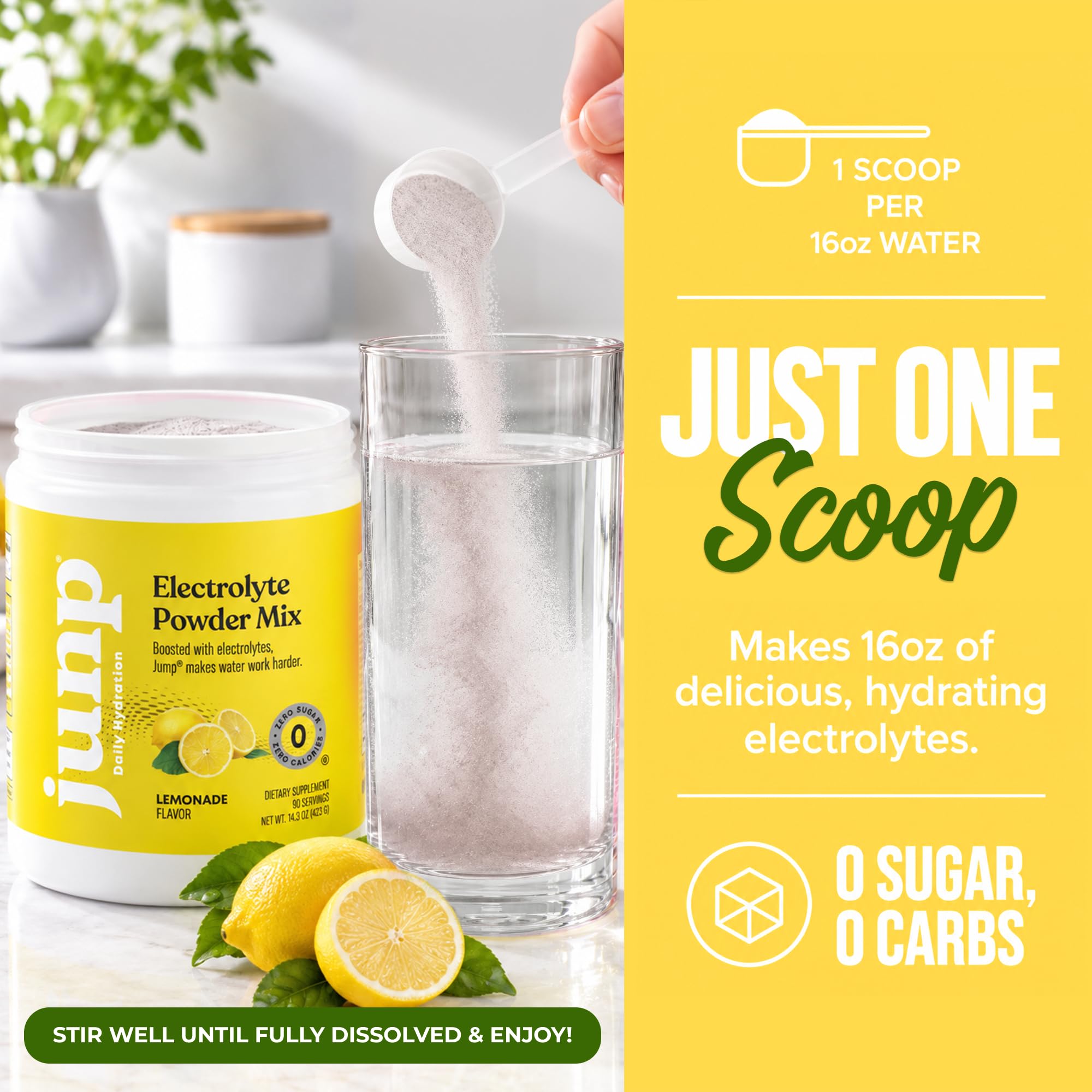 JUNP Electrolytes Powder No Sugar No Carbs – Lemonade Keto Electrolyte Drink Mix - Potassium & Salt Hydration Powder Electrolytes - Zero Calorie Sugar Free Electrolyte Powder, Kosher, 90 Servings — Amazon image 4