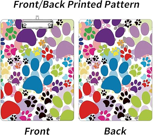 Vista 23 de Portapapeles con estampado de leopardo negro con soporte para bolígrafo, tamaño carta A4, lindo portapapeles de plástico con clip de perfil bajo