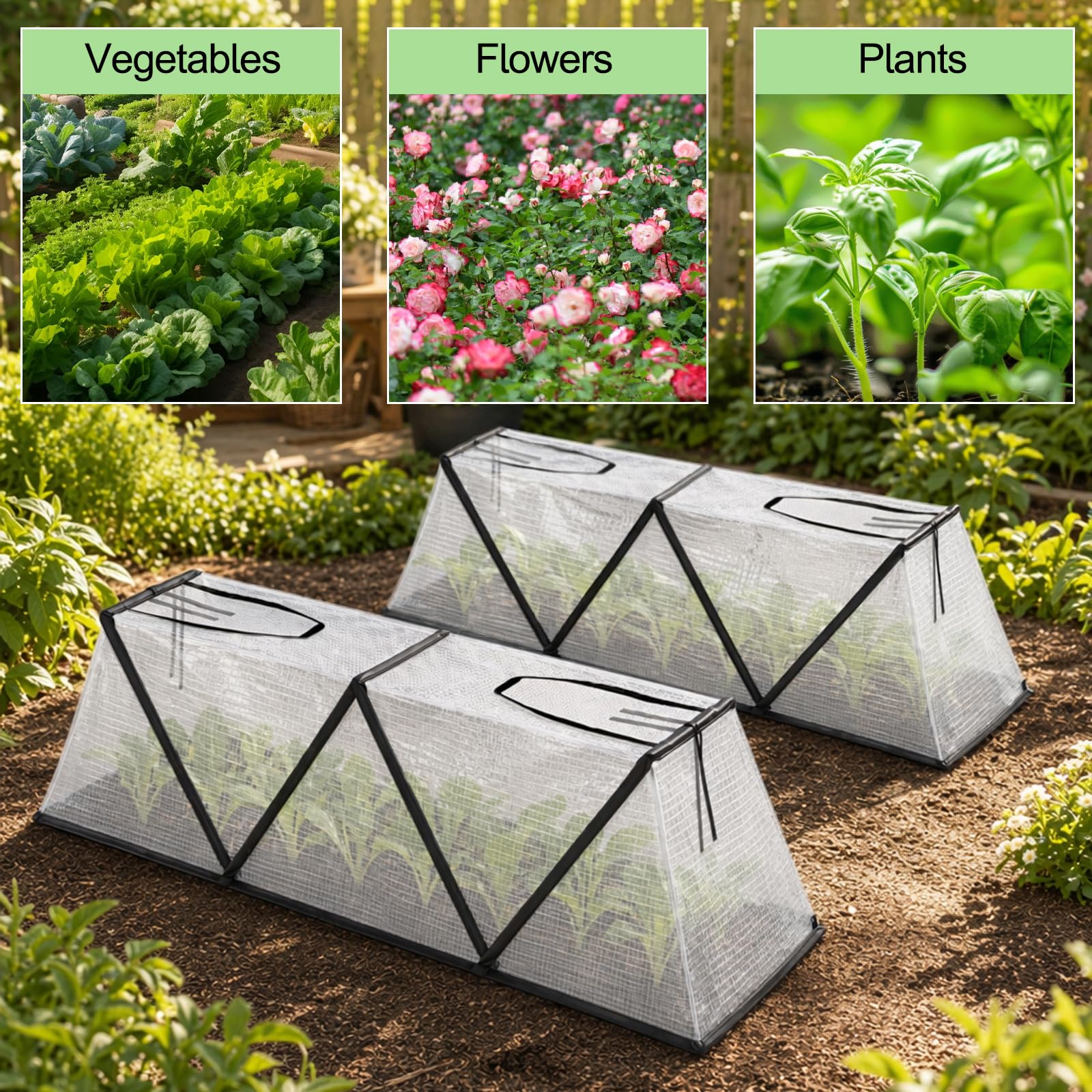 Folienfrühbeet, Faltbare Hochbeetabdeckung für Garten, 120 x 38 x 33cm Pflanzenhüllen für Keimung Sämlingsvermehrung Schutz vor Tieren