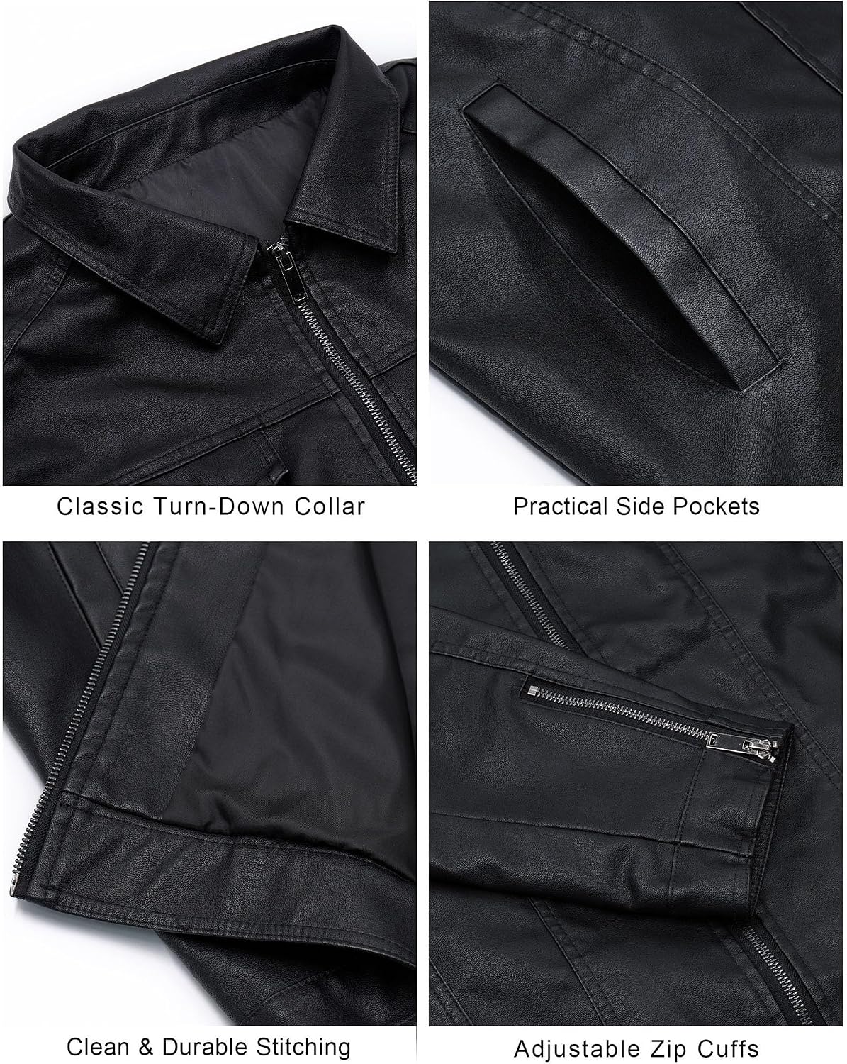 Mens Leather Jackets Faux Leather Motorcycle Jacket Biker Coat Outwear