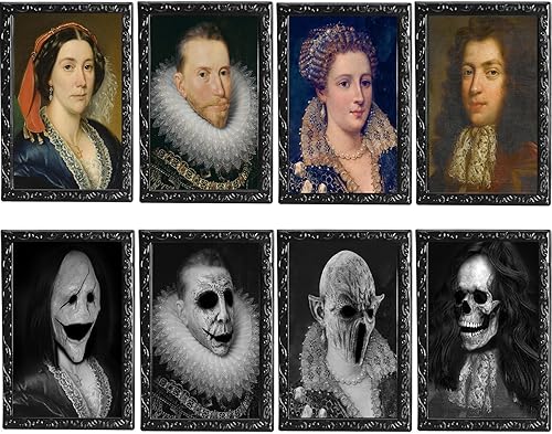 Paquete de 4 marcos de fotos de Halloween de 10.2 x 14.5 pulgadas con expresión de rostro cambiante en 3D, para decoración de fiestas de terror,