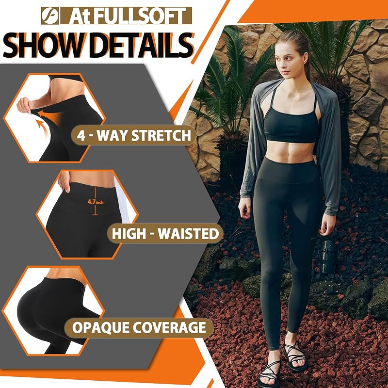 FULLSOFT 3 Pack Black Leggings for Women Non See Through-High Waisted Tummy Control Workout Clothes for Women Running Yoga Butt Lifting Plus Size Spandex Tights Pants(3 Pack Black,Large-X-Large) image 3