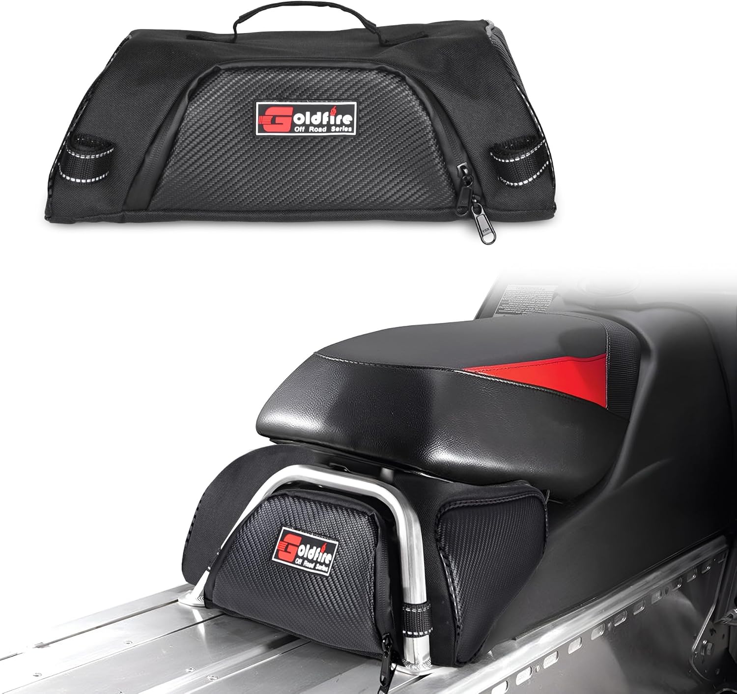 Goldfire Snowmobile Underseat Storage Bag Water-resistant Cargo Gear Bag Tool Bag Compatible with Polaris Indy 550 600 800 RMK 800 Pro RMK 600 Dragon 800, Replace OEM 2876427 (Black Piping)