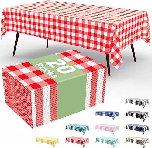 Miniatura 23 de misaya Paquete de 4 manteles desechables de búfalo, mantel de plástico impermeable de 54 x 108 pulgadas, manteles rectangulares a cuadros azules y