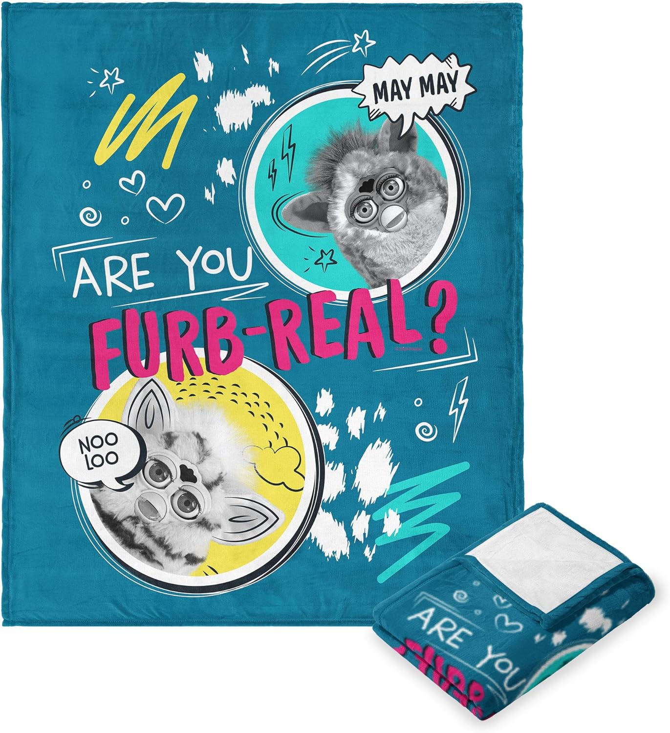 Northwest Hasbro Furby, Furb Real, Silk Touch Throw Blanket, 40 x 50 Inches
