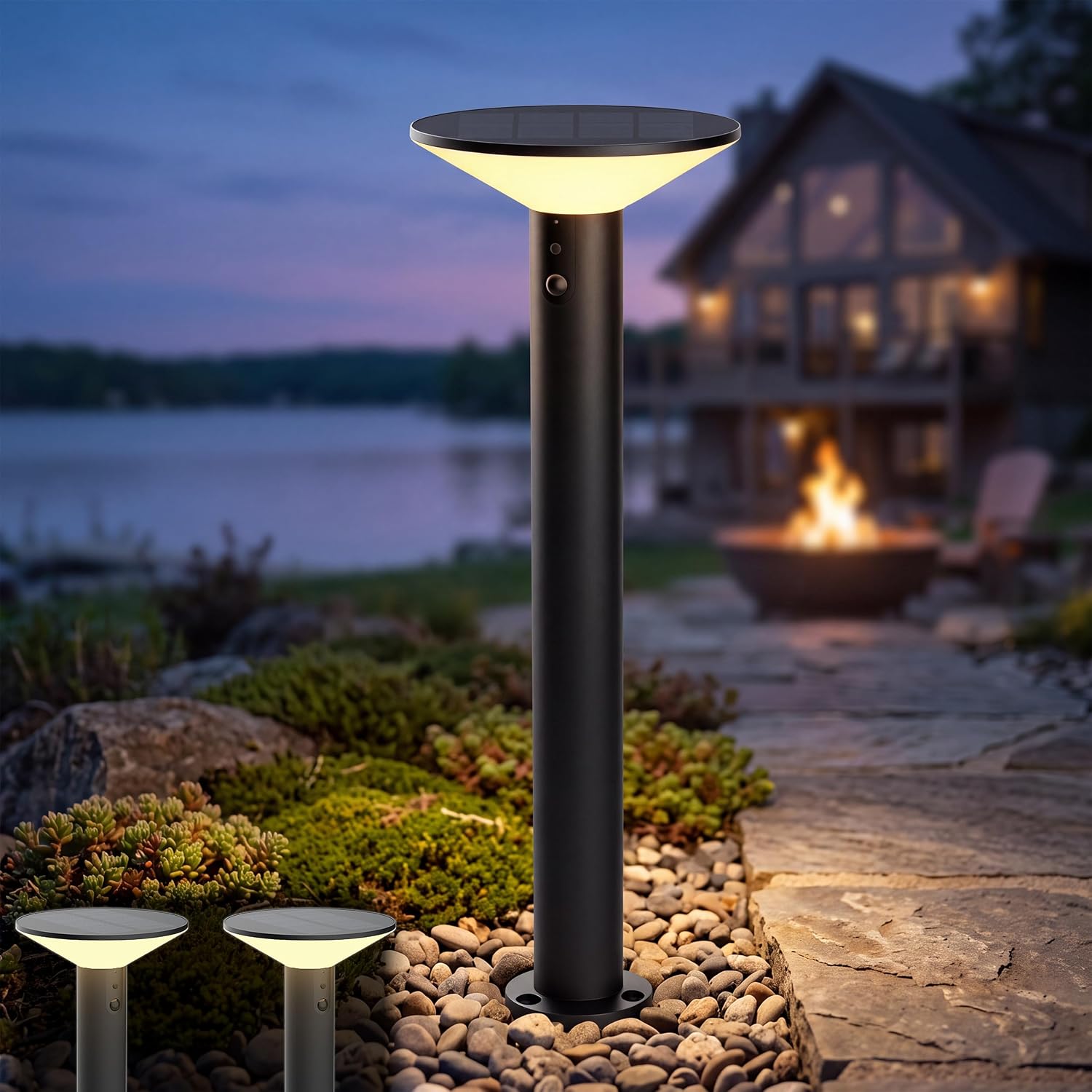 Premium Solar Pathway Lights Outdoor, Motion Sensor, 3 Modes - 2pk