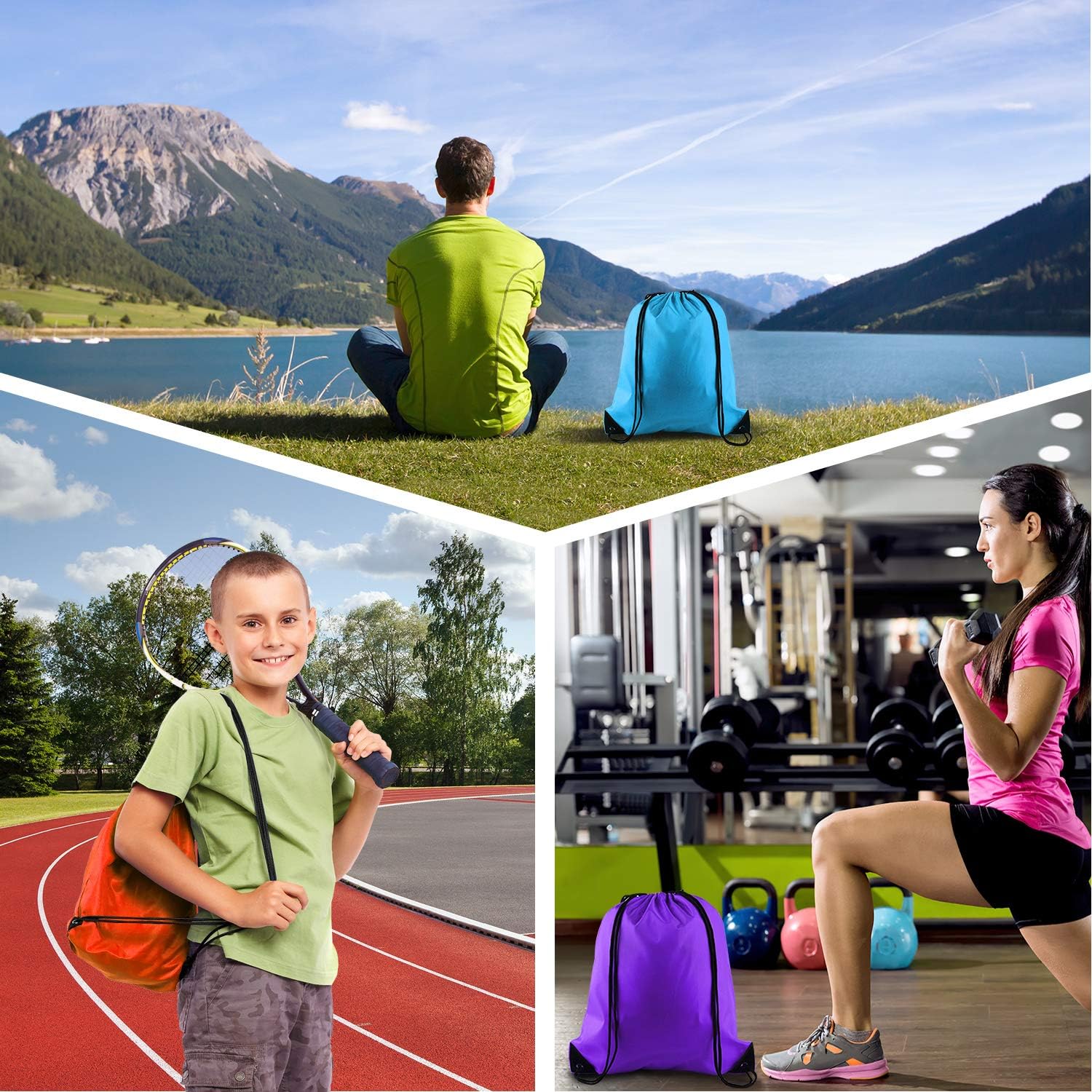 PLULON 25 Pcs Drawstring Bags Bulk Drawstring Backpack Colorful String Backpack Cinch Sack Sport Gym Backpack Bags for Yoga Traveling Outdoor Sports