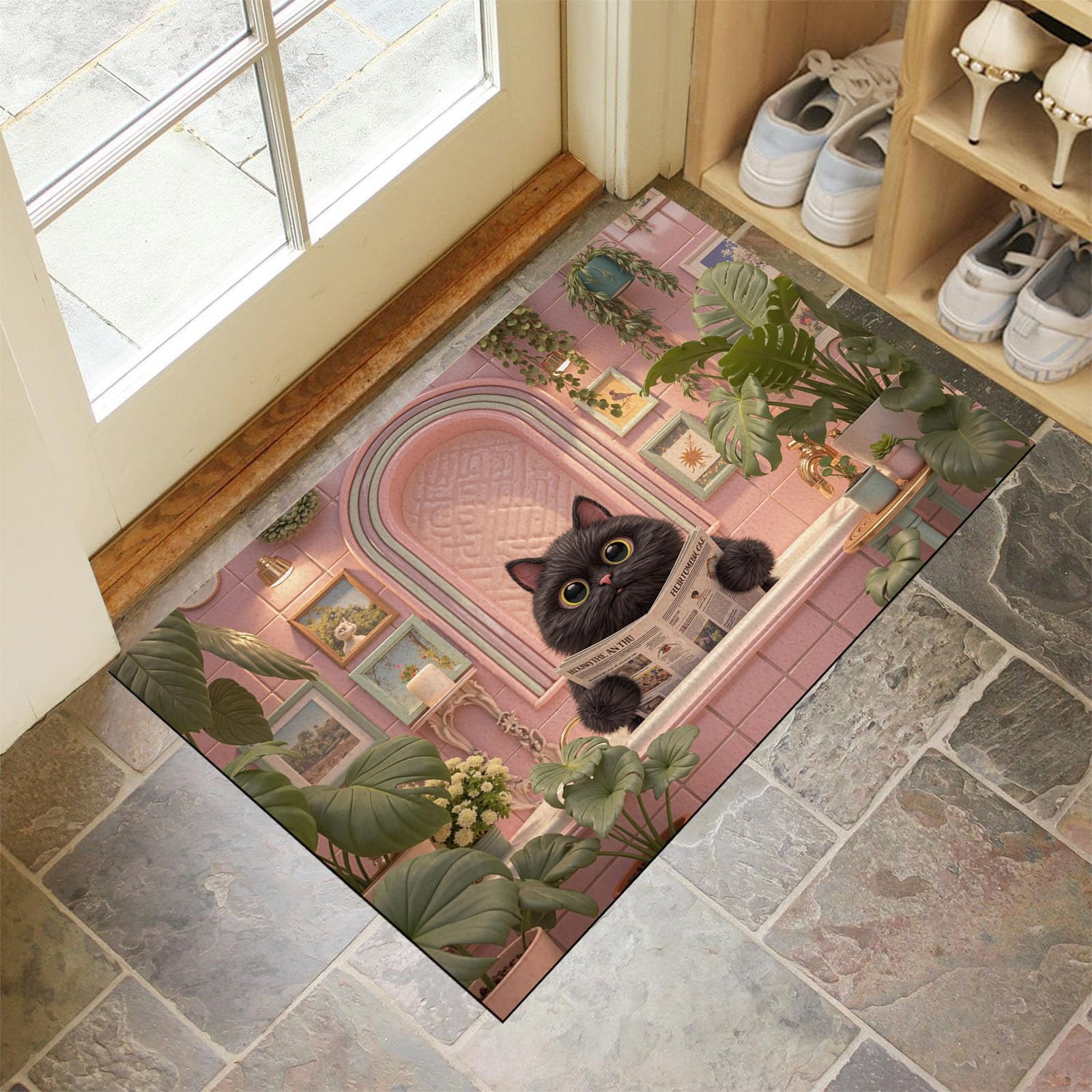 Paillasson d'intérieur chat baignoire 80x120 vintage et absorbant
