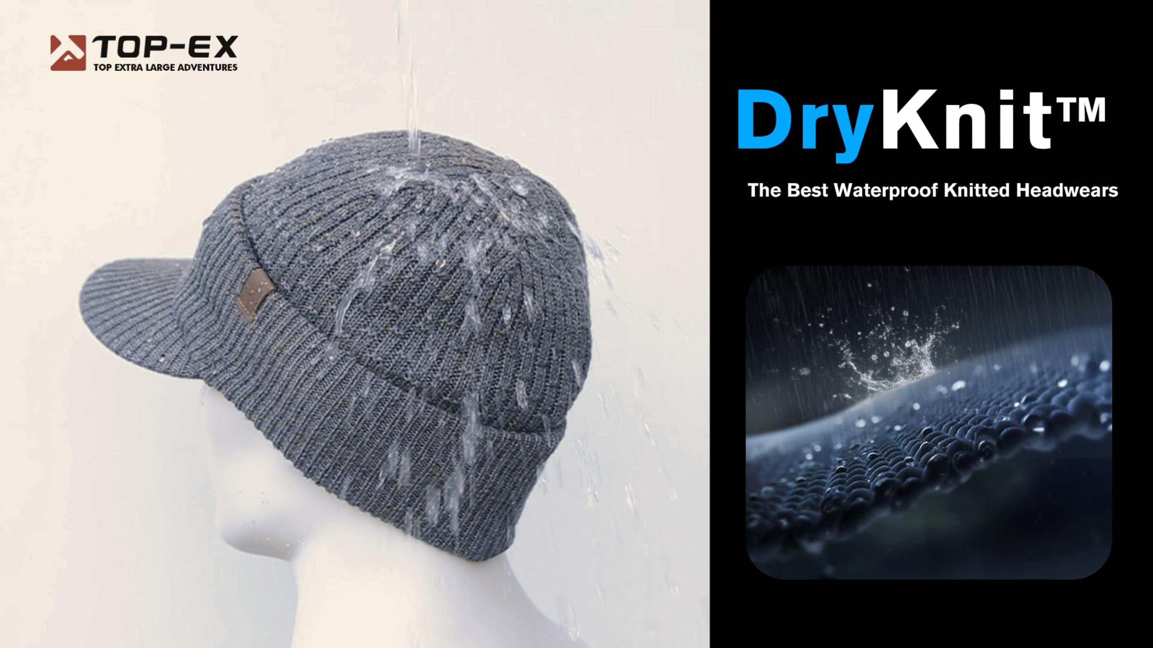 TOP-EX Waterproof Visor Beanie Hat for Men Women Winter Knit Skull