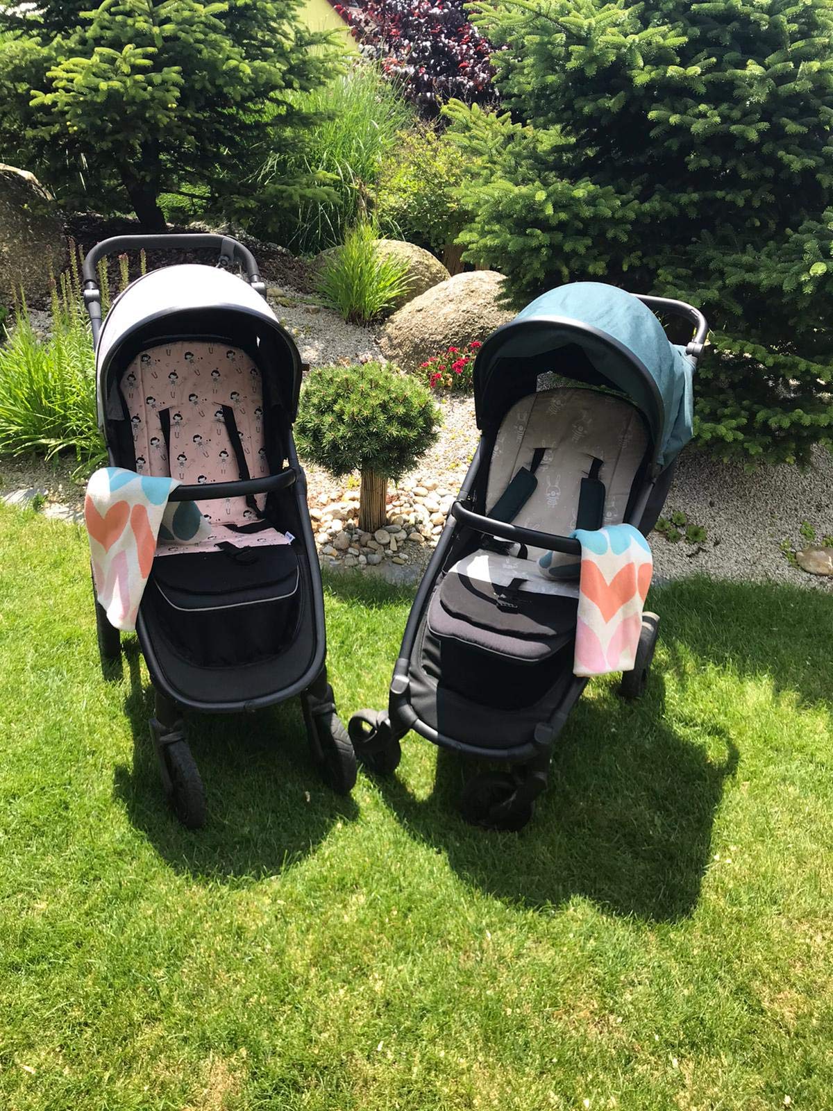 Petite&Mars Foamy * Memory Foam liner * Coprisedile universale per passeggino, carrozzina, passeggino, antiurto. Cotone (antracite Dino)