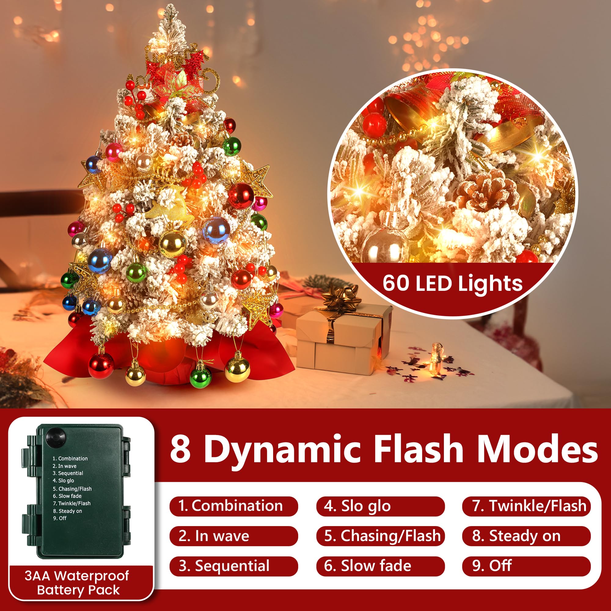 Amazon.com: Teblei 2FT Mini Christmas Tree, 100 Lifelike Branches 