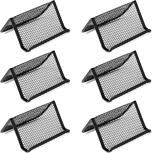 Golden Pearl Soporte para tarjetas de visita de malla metálica negra, organizador de tarjetas de visita para escritorio, oficina, tarjeta de nombre