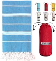 Vista 27 de BAY LAUREL Turkish Beach Towel with Travel Bag 39 x 71 Quick Dry Sand Free Lightweight Large Oversized Towels Light - (Aqua with Blue Floral Bag)
