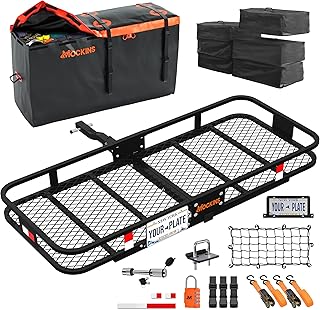 Mockins 60"x24"x6" Trailer Hitch Cargo Carrier w/ 30 CuFt Waterproof Cargo Bag for Hitch Carrier & 6 Packing Cubes