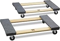 WEN 1320 lbs Capacity 18x30 Inch Hardwood Furniture Moving Dollies, 2-Pack with Swivel Casters & Carpeted Deck