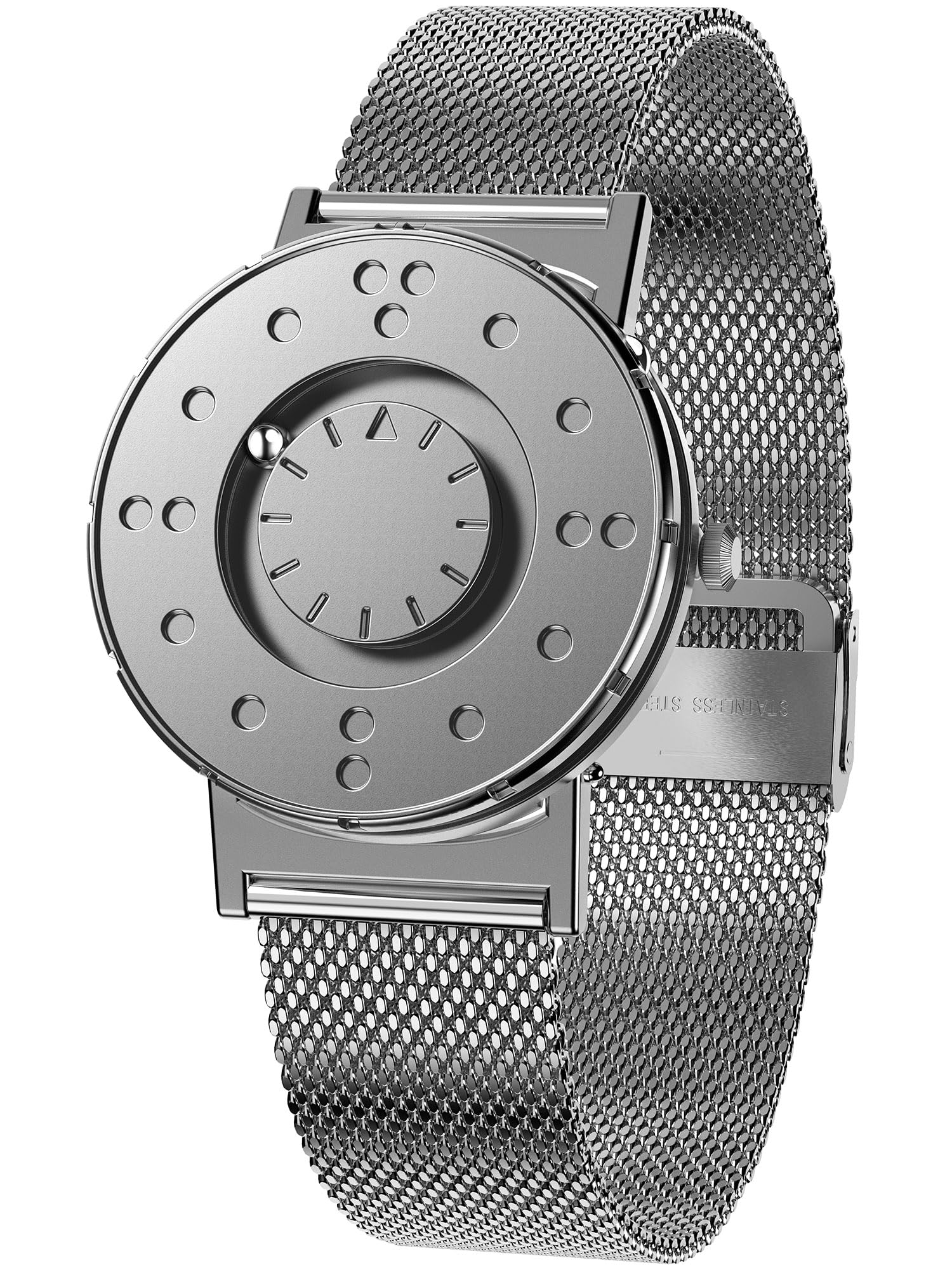 EUTOUR Orologio Magnetico da Uomo Cuscinetto a Sfera Silent Touch Resistente all'Acqua Moda Minimalista Senza Vetro Orologio al Quarzo 40mm Maglia Milanese Cinturino Acciaio Inox