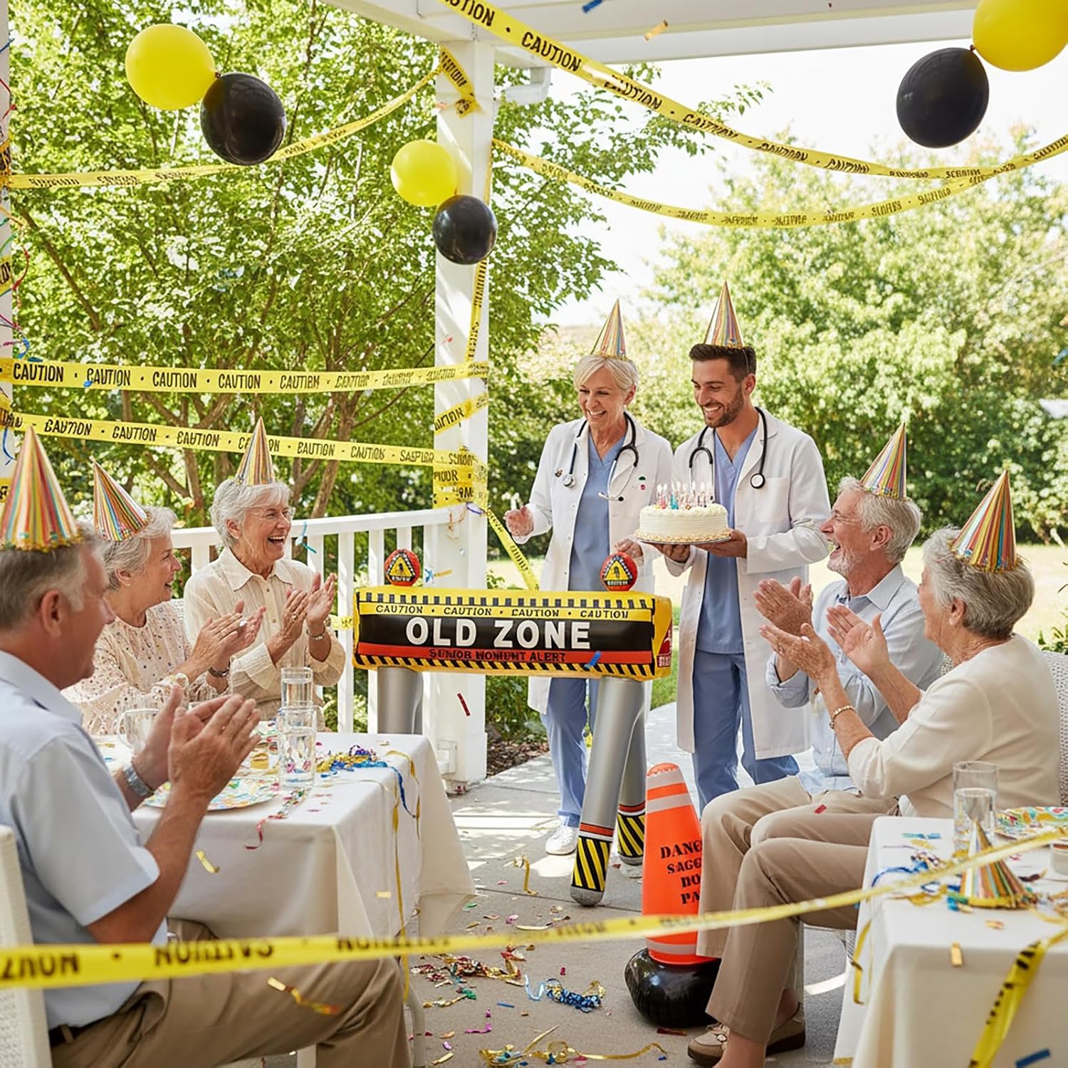 Inflatable Old Zone and Cone Set for Over The Hill Party Decor, Ideal for 40th, 50th, 60th Birthdays Decor and School Costume Accessories 40th 50th Birthday Decorations for Men